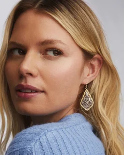 Addie Gold Drop Earrings in Silver Filigree Mix