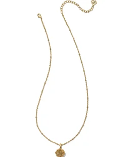 Ansel Rose Short Pendant Necklace in Vintage Gold