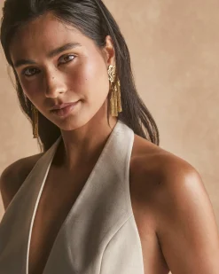 Ansel Rose Statement Earrings in Vintage Gold