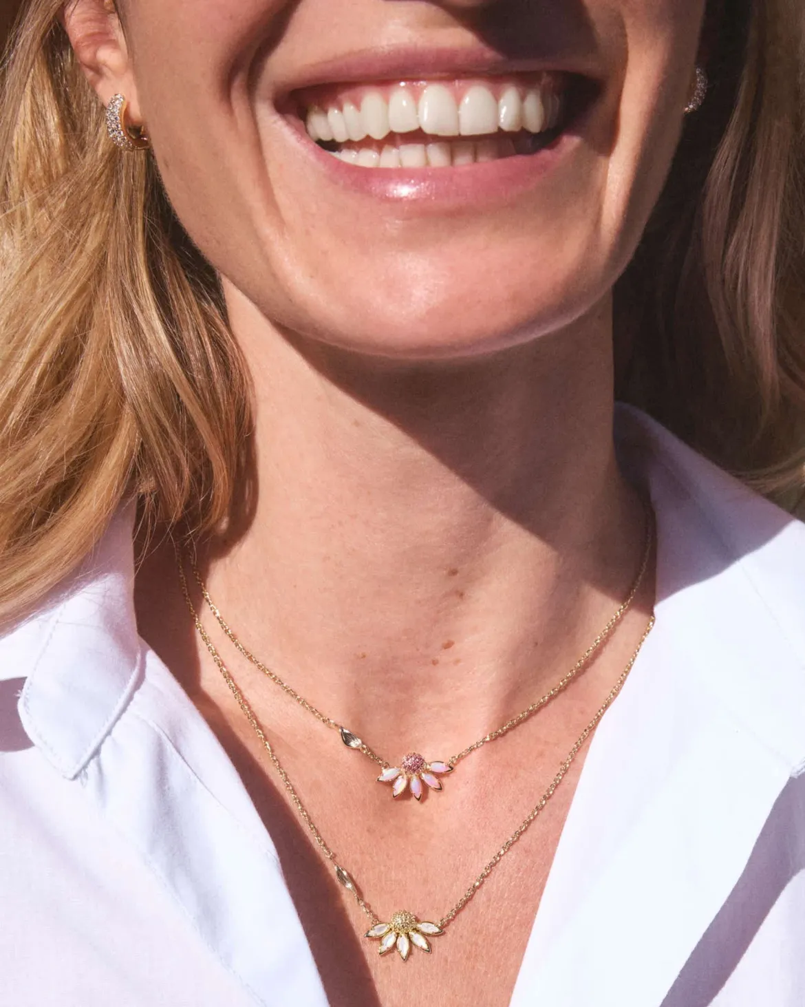 Anya Flower Gold Short Pendant Necklace