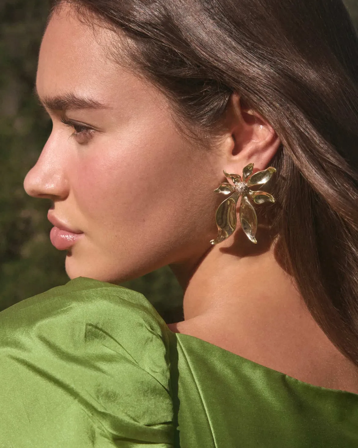 Anya Flower Vintage Gold Statement Earrings