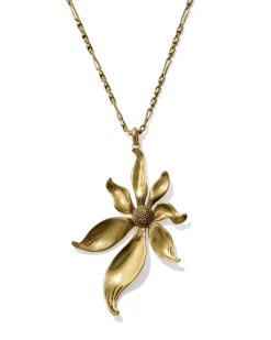 Anya Flower Vintage Gold Long Pendant Necklace