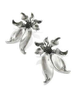 Anya Flower Vintage Silver Statement Earrings