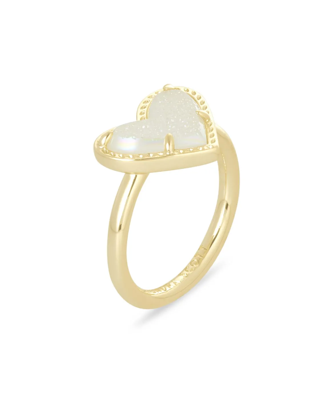 Ari Heart Gold Band Ring in Iridescent Drusy