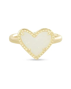 Ari Heart Gold Band Ring in Iridescent Drusy