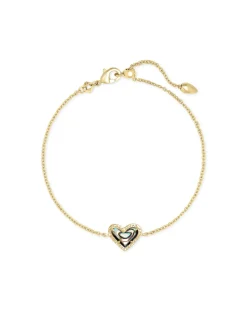 Ari Heart Gold Chain Bracelet in Abalone Shell