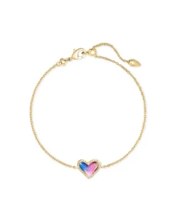 Ari Heart Gold Chain Bracelet in Watercolor Illusion