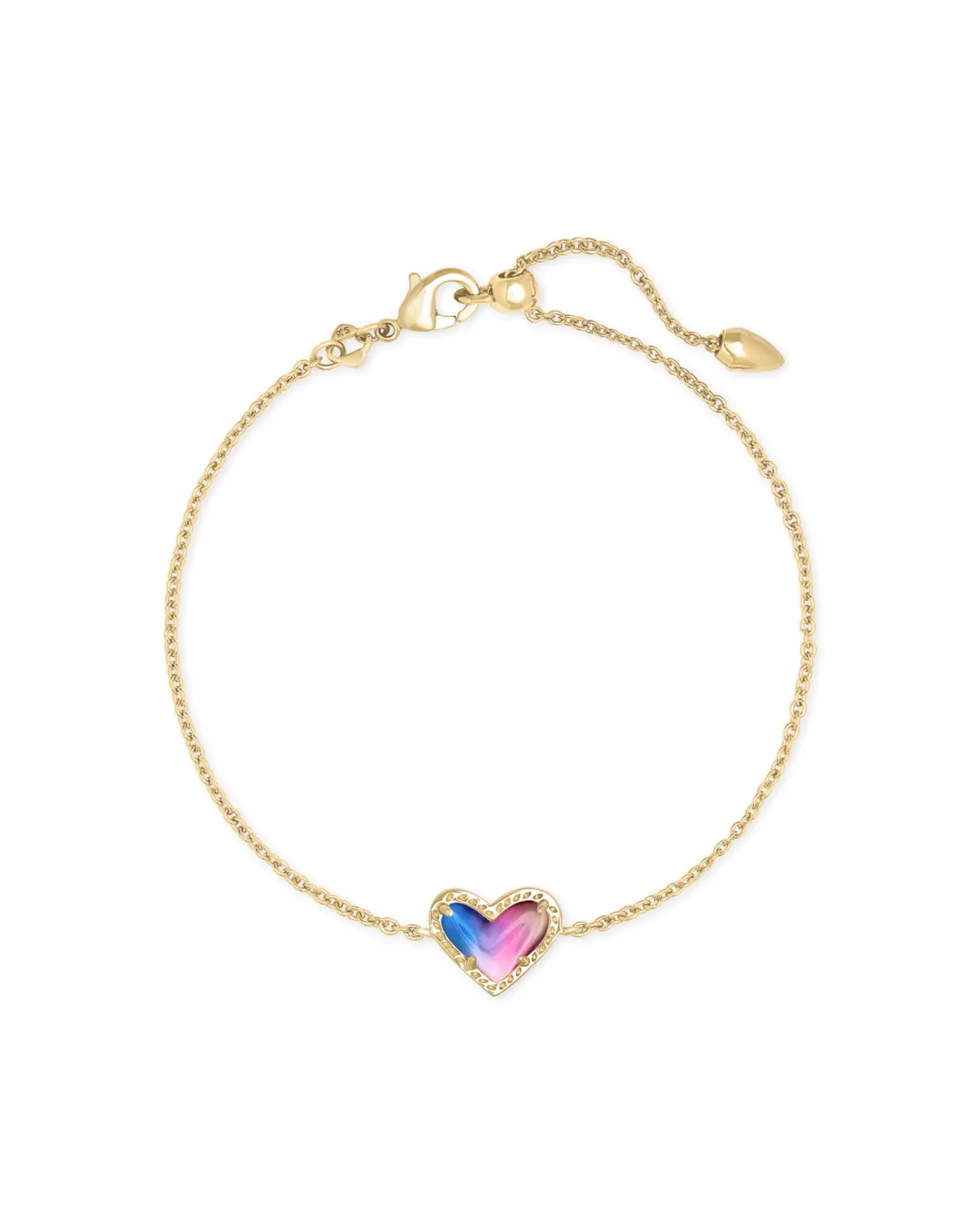 Ari Heart Gold Chain Bracelet in Watercolor Illusion