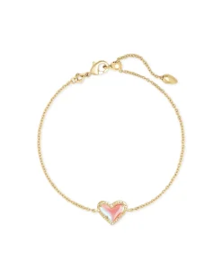 Ari Heart Gold Chain Bracelet in Dichroic Glass