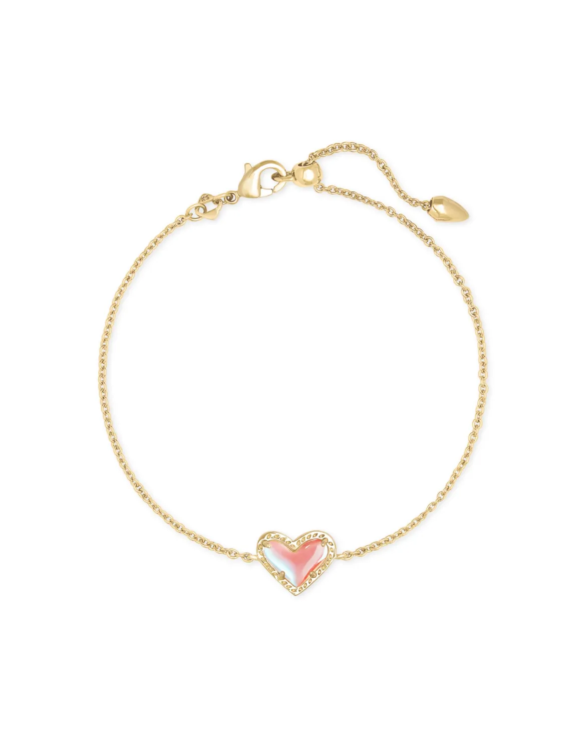 Ari Heart Gold Chain Bracelet in Dichroic Glass