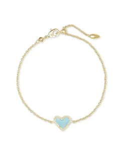Ari Heart Gold Chain Bracelet in Light Blue Magnesite