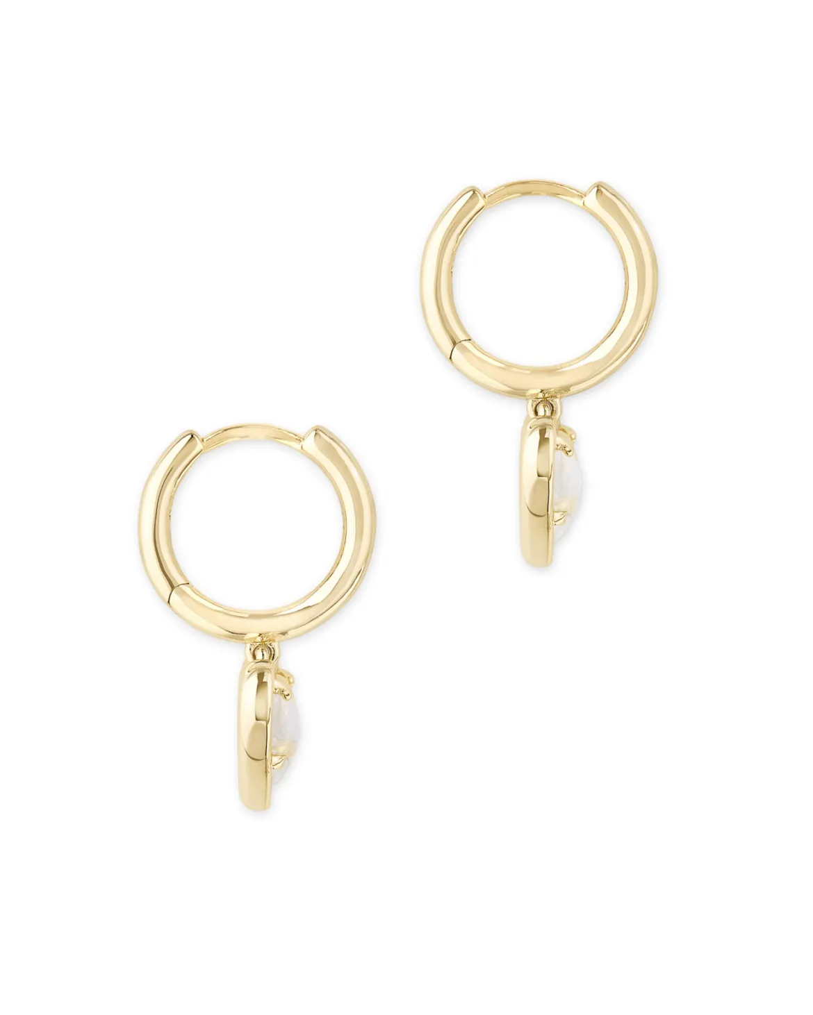 Ari Heart Gold Huggie Earrings in Dichroic Glass