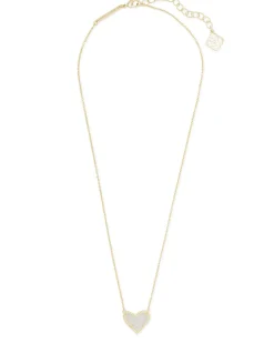 Ari Heart Gold Pendant Necklace in Iridescent Drusy