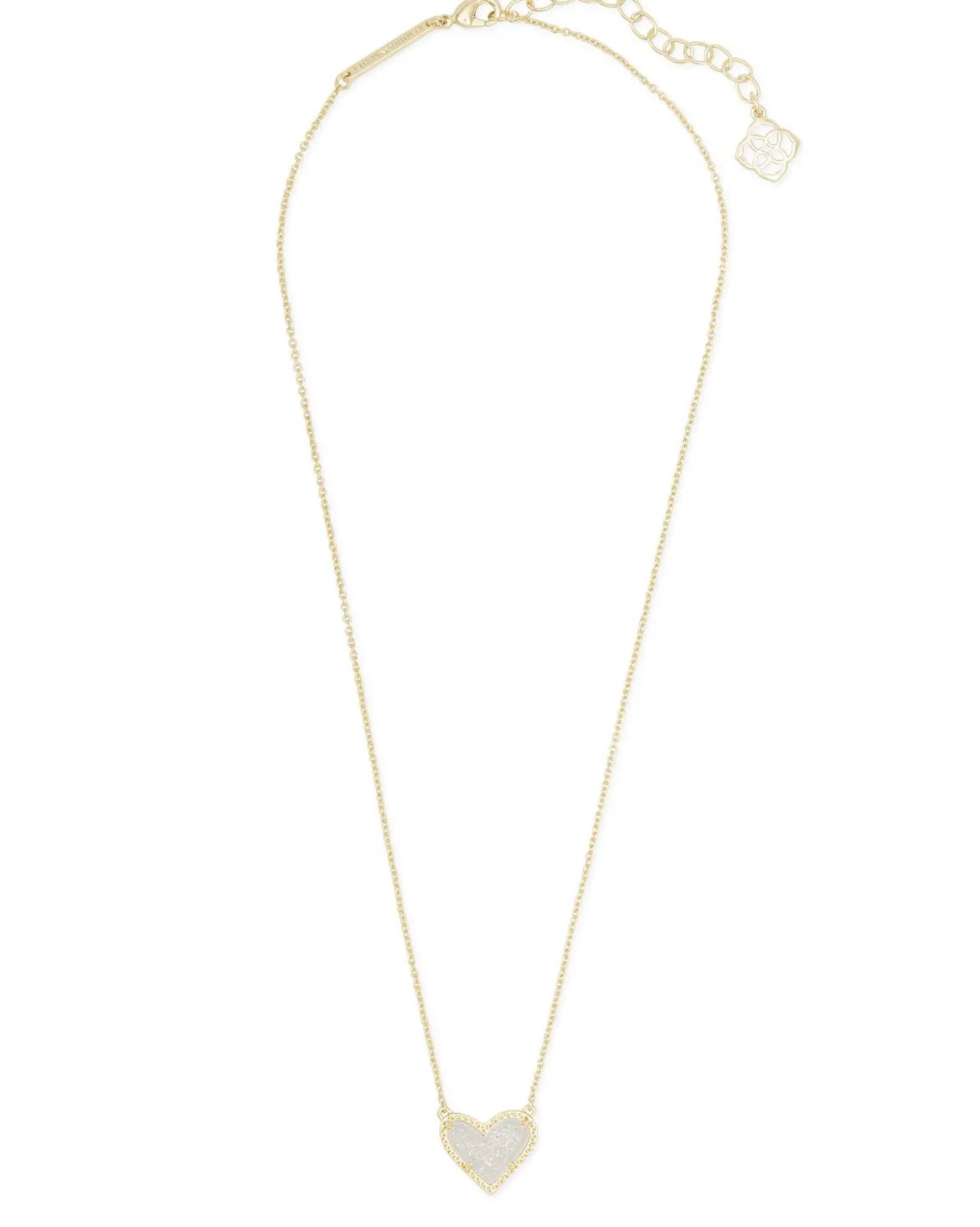 Ari Heart Gold Pendant Necklace in Iridescent Drusy