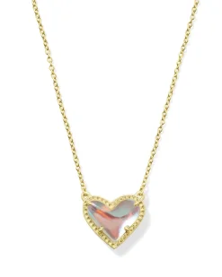 Ari Heart Gold Pendant Necklace in Dichroic Glass