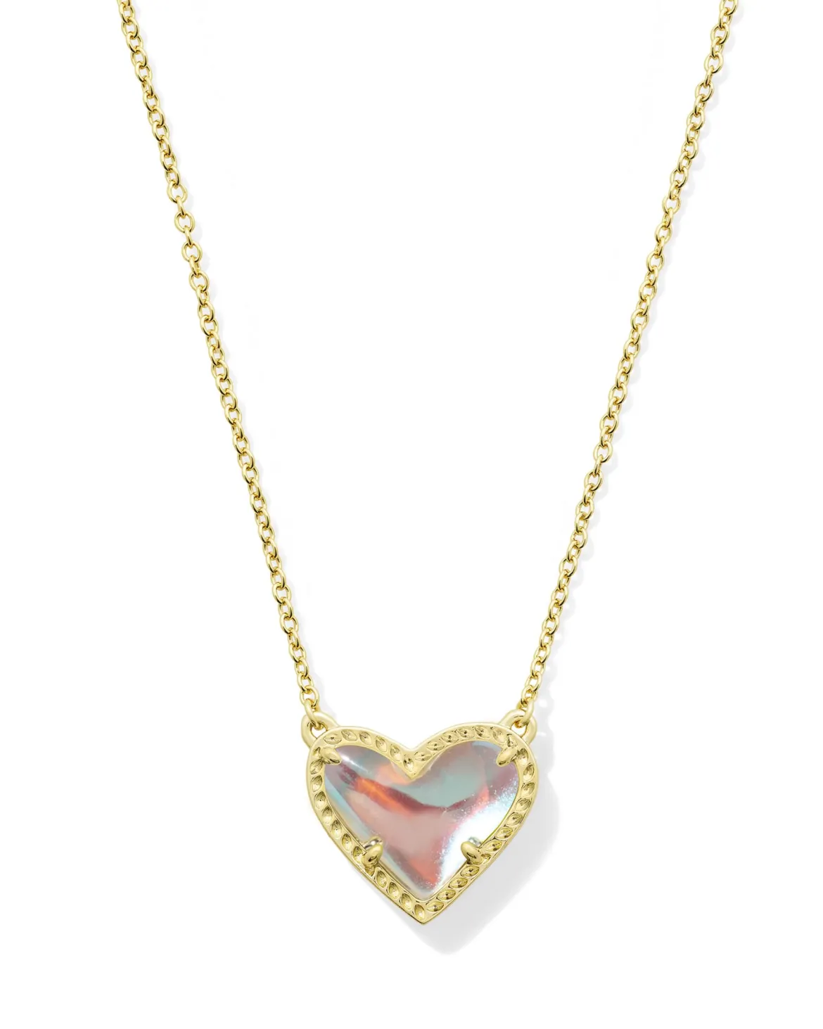 Ari Heart Gold Pendant Necklace in Dichroic Glass