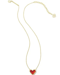 Ari Heart Gold Pendant Necklace in Red Illusion