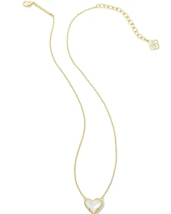Ari Heart Gold Pendant Necklace in Ivory Mother-of-Pearl