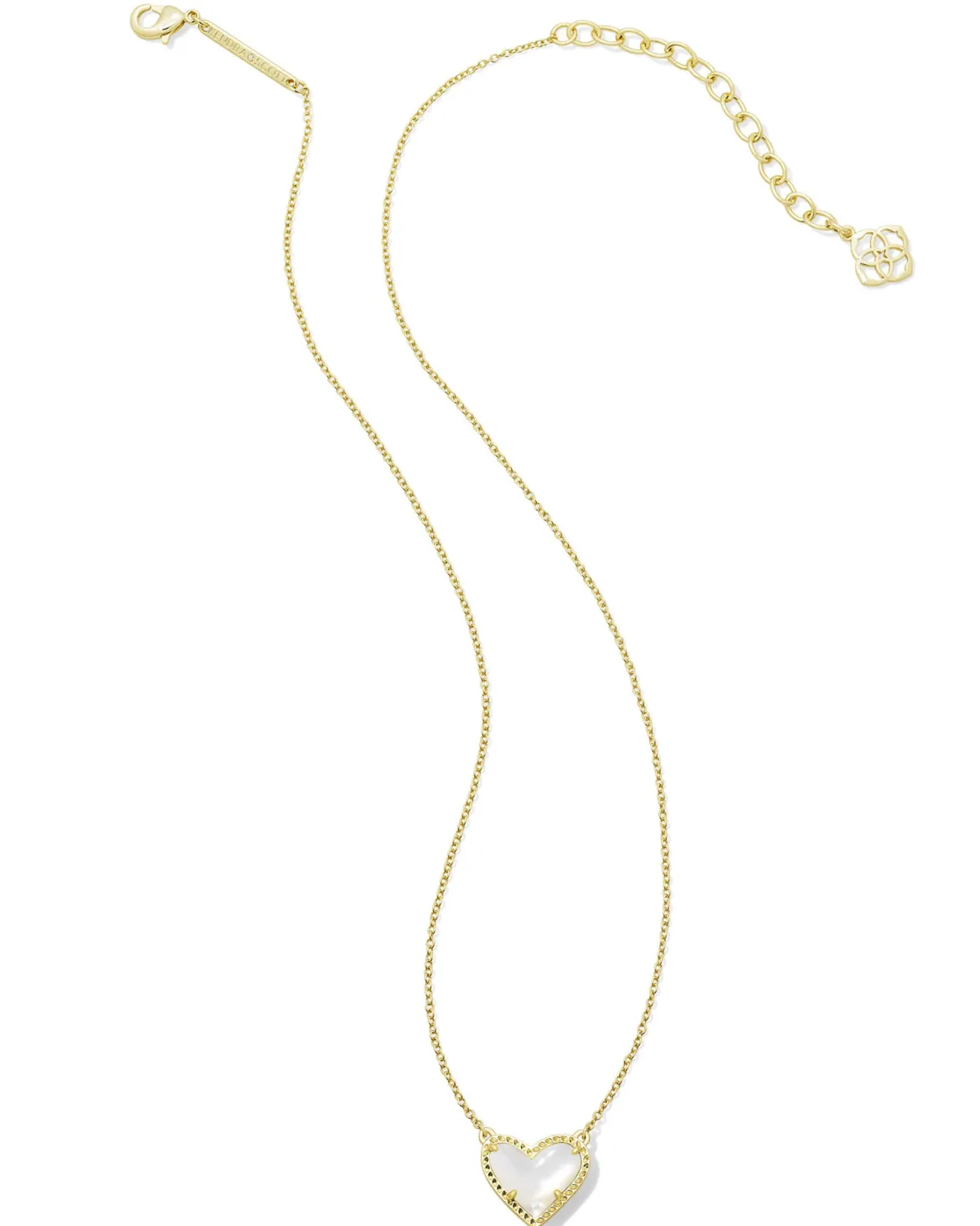 Ari Heart Gold Pendant Necklace in Ivory Mother-of-Pearl