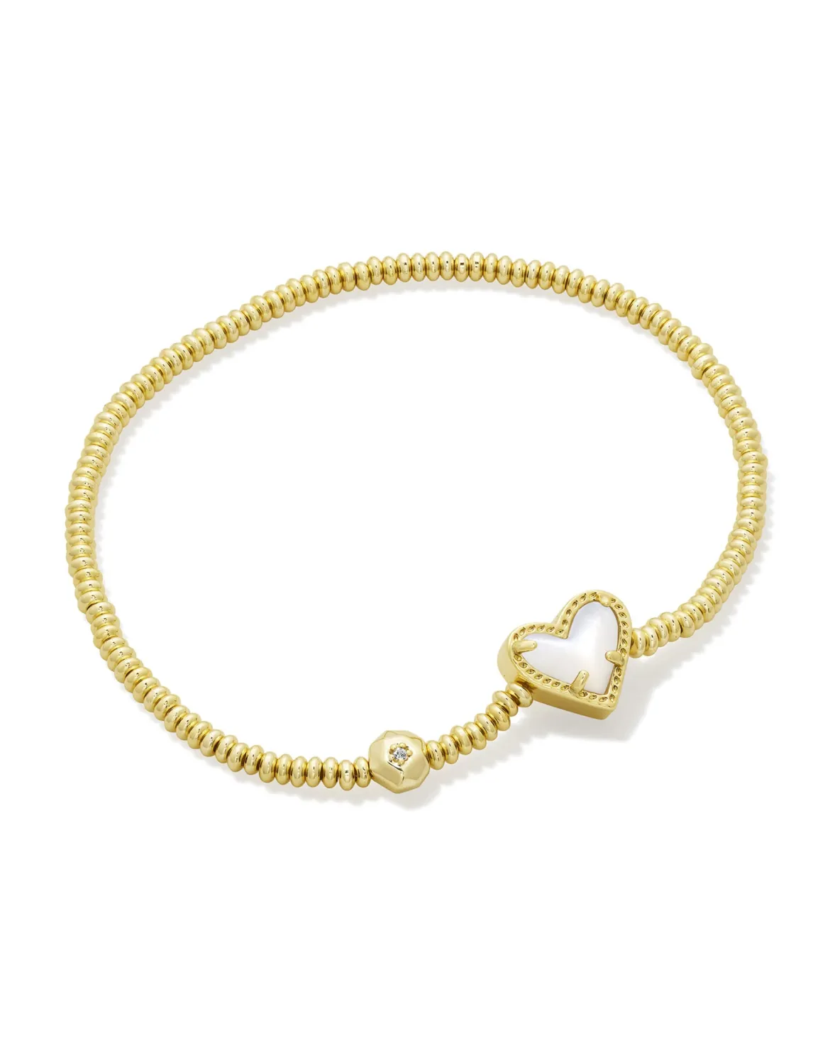 Ari Heart Gold Stretch Bracelet in Ivory Mother-of-Pearl