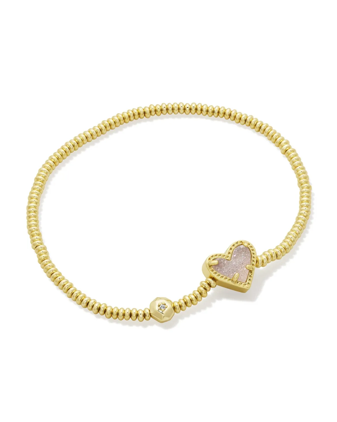 Ari Heart Gold Stretch Bracelet in Iridescent Drusy