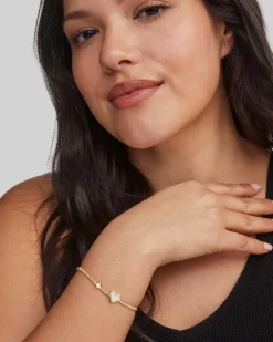 Ari Heart Gold Stretch Bracelet in Iridescent Drusy