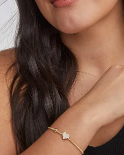 Ari Heart Gold Stretch Bracelet in Iridescent Drusy