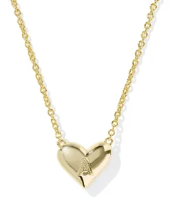 Ari Heart Letter A Gold Short Pendant Necklace
