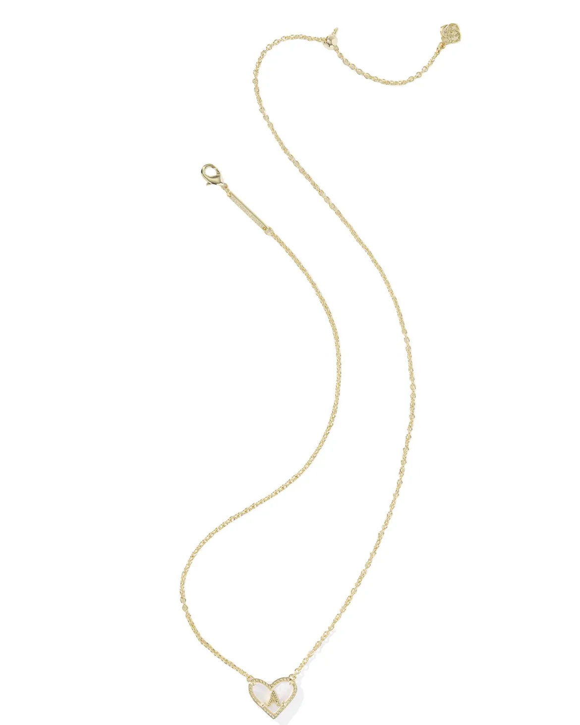 Ari Heart Letter A Gold Short Pendant Necklace