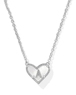 Ari Heart Letter A Silver Short Pendant Necklace