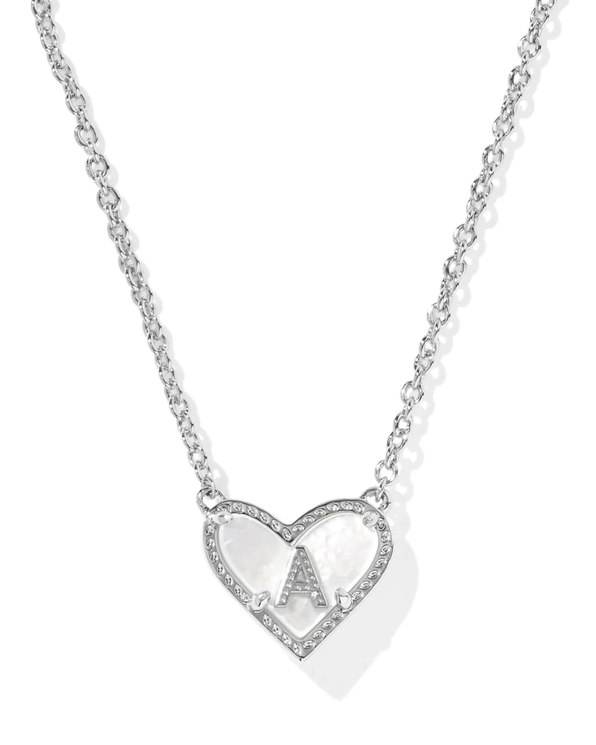 Ari Heart Letter A Silver Short Pendant Necklace