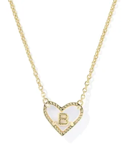 Ari Heart Letter B Gold Short Pendant Necklace