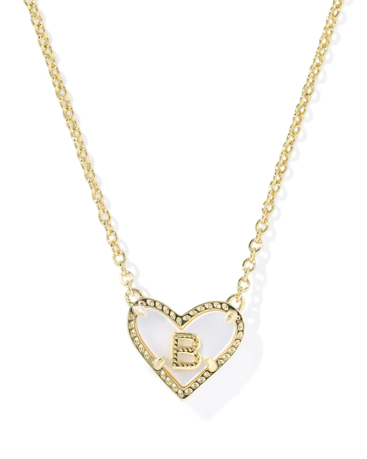 Ari Heart Letter B Gold Short Pendant Necklace