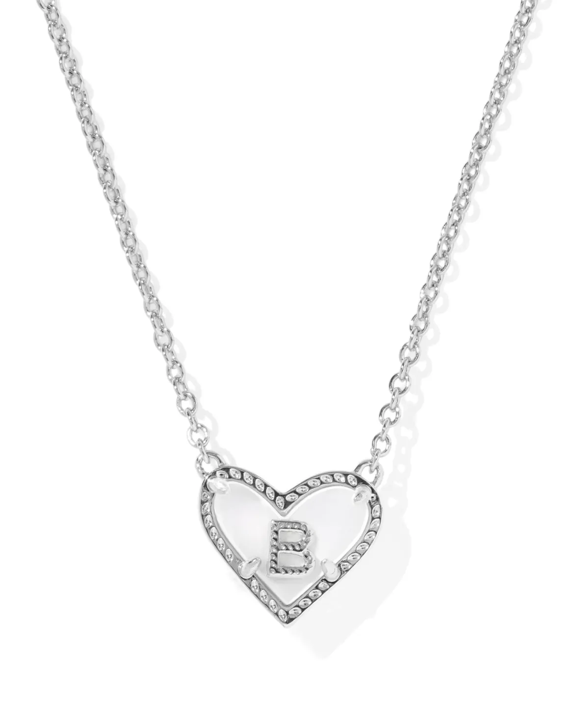 Ari Heart Letter B Silver Short Pendant Necklace
