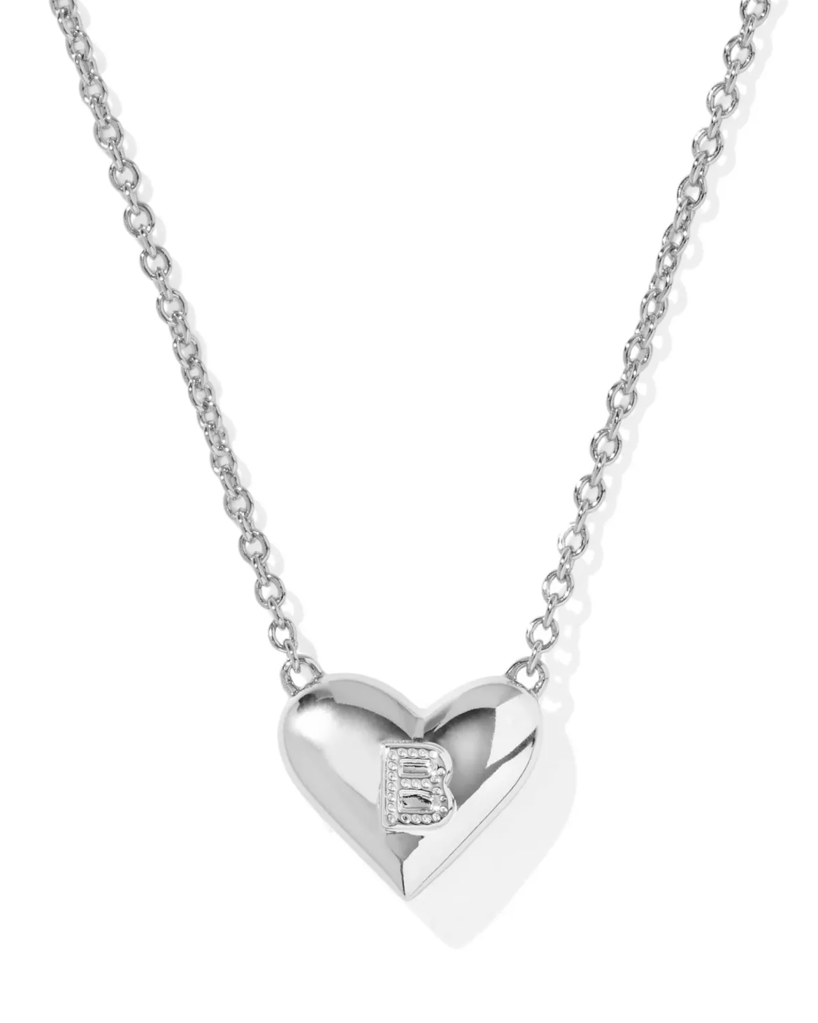 Ari Heart Letter B Silver Short Pendant Necklace