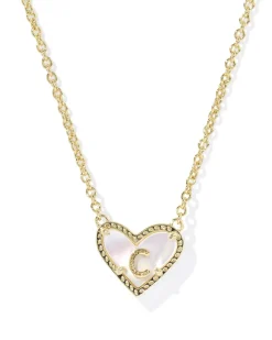 Ari Heart Letter C Gold Short Pendant Necklace