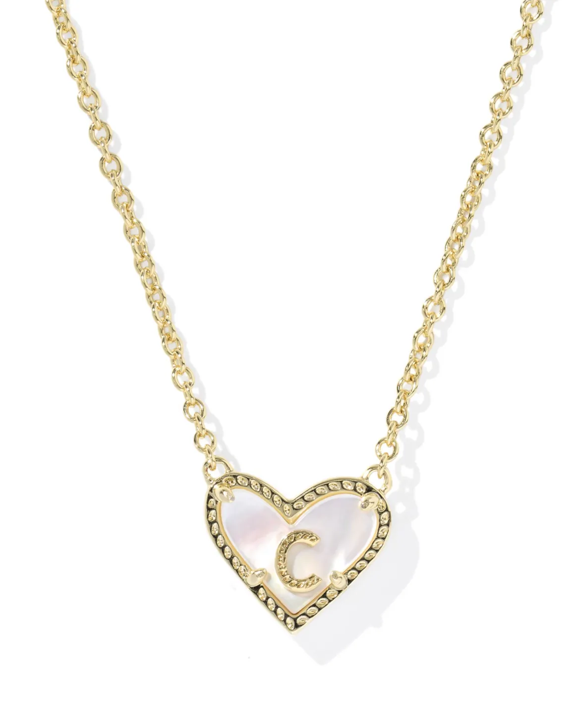 Ari Heart Letter C Gold Short Pendant Necklace