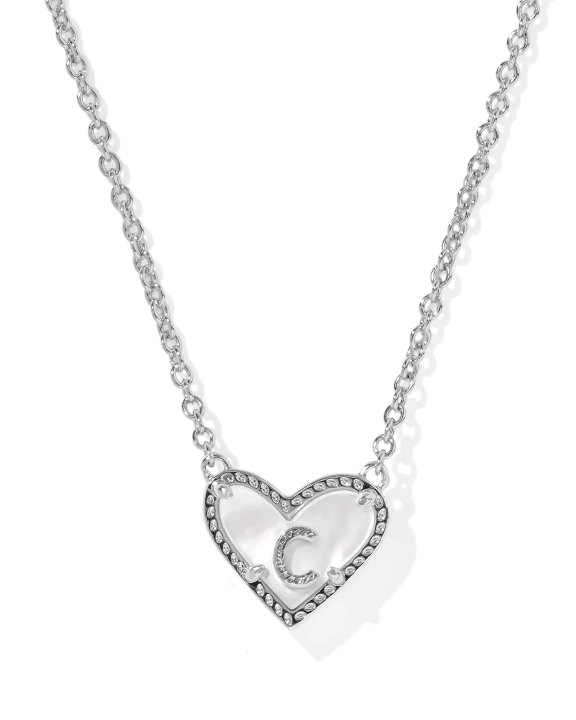 Ari Heart Letter C Silver Short Pendant Necklace