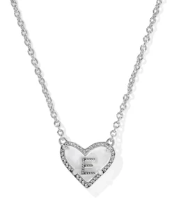 Ari Heart Letter E Silver Short Pendant Necklace