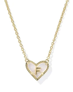 Ari Heart Letter F Gold Short Pendant Necklace