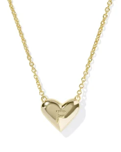 Ari Heart Letter F Gold Short Pendant Necklace