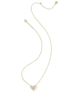 Ari Heart Letter F Gold Short Pendant Necklace
