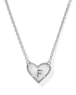Ari Heart Letter F Silver Short Pendant Necklace