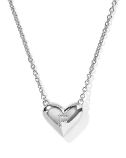 Ari Heart Letter F Silver Short Pendant Necklace