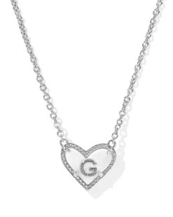 Ari Heart Letter G Silver Short Pendant Necklace