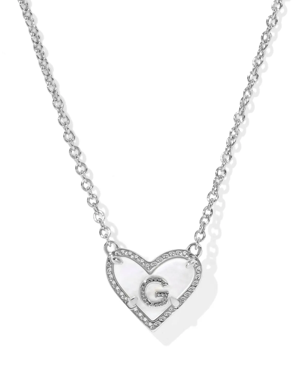 Ari Heart Letter G Silver Short Pendant Necklace