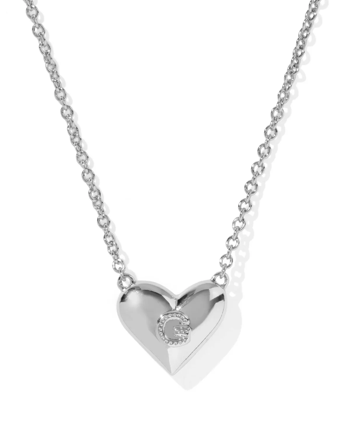 Ari Heart Letter G Silver Short Pendant Necklace