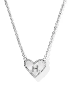Ari Heart Letter H Silver Short Pendant Necklace