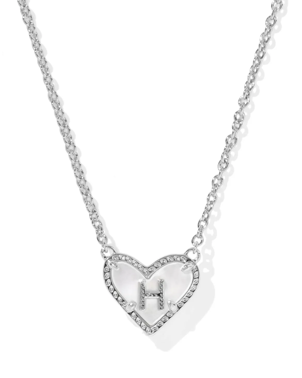 Ari Heart Letter H Silver Short Pendant Necklace