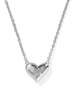 Ari Heart Letter H Silver Short Pendant Necklace